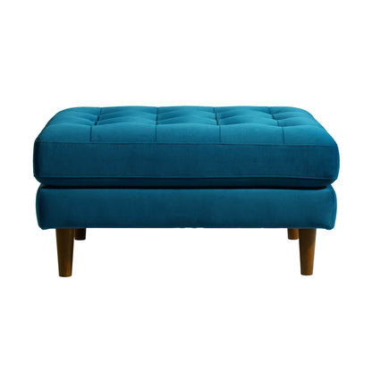 Pouf Henrietta, velours bleu sarcelle