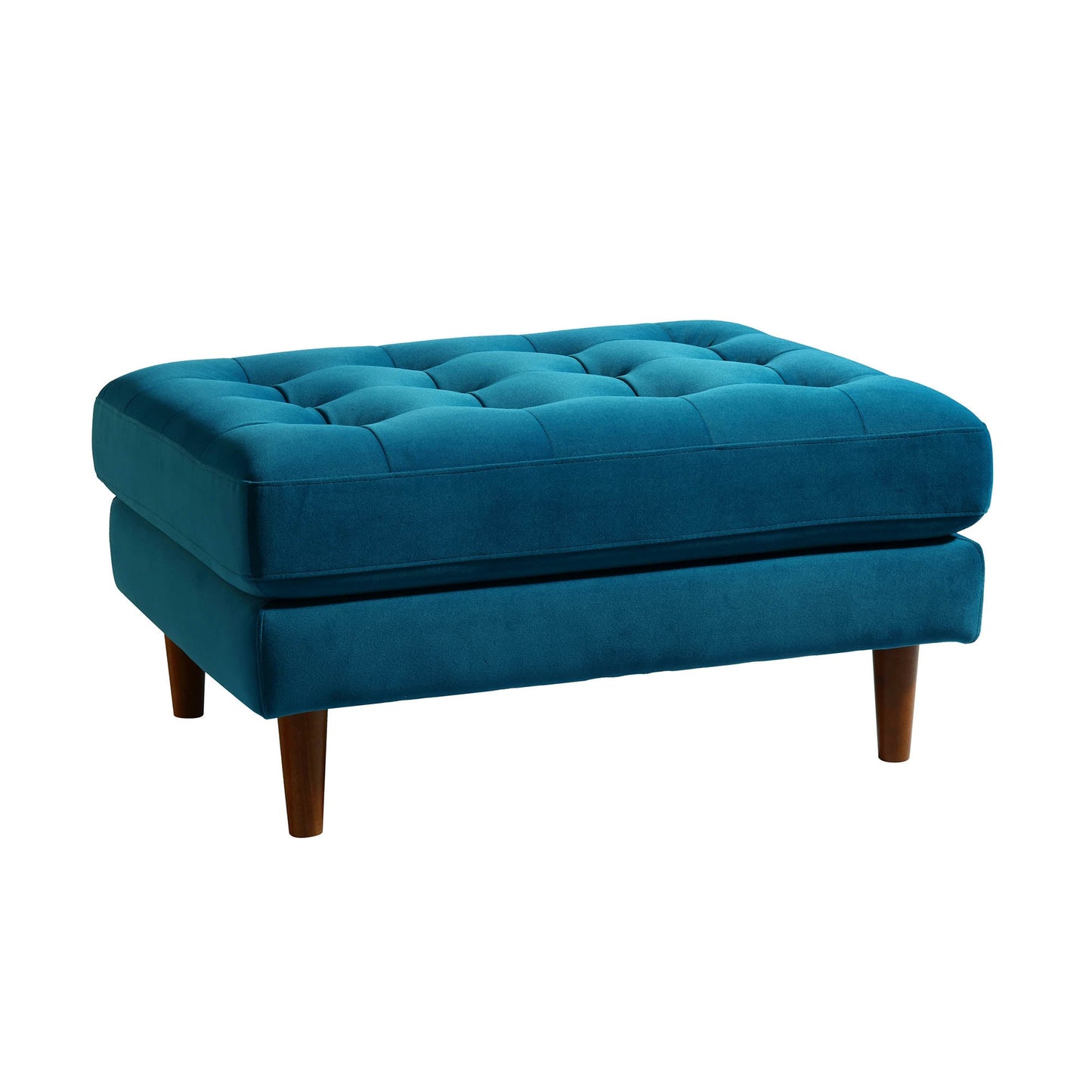 Pouf Henrietta, velours bleu sarcelle