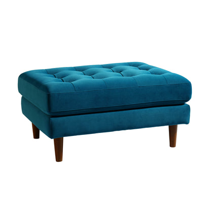 Pouf Henrietta, velours bleu sarcelle