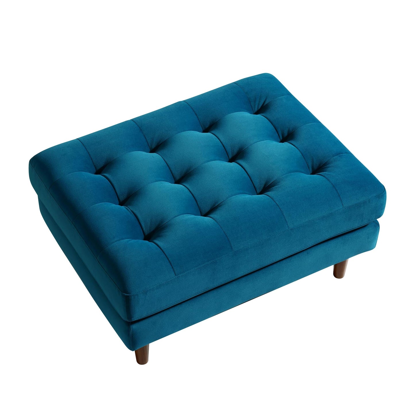 Pouf Henrietta, velours bleu sarcelle