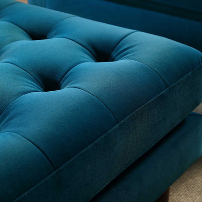 Pouf Henrietta, velours bleu sarcelle