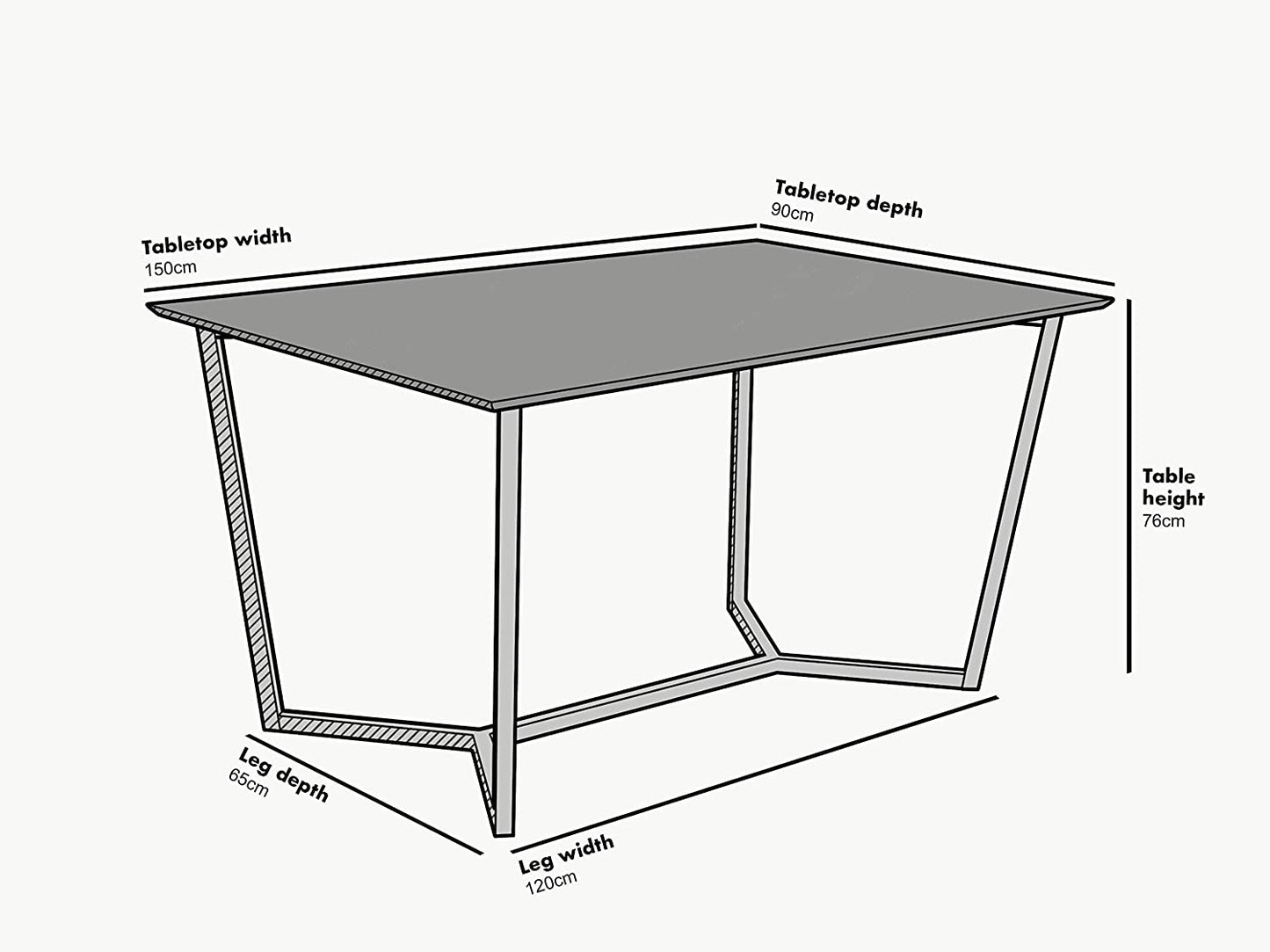 Table à manger SIERRE 6 places en chêne foncé avec pieds géométriques en métal