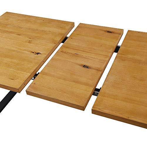 Table à manger extensible BERN 6-8 places en chêne avec pieds en métal