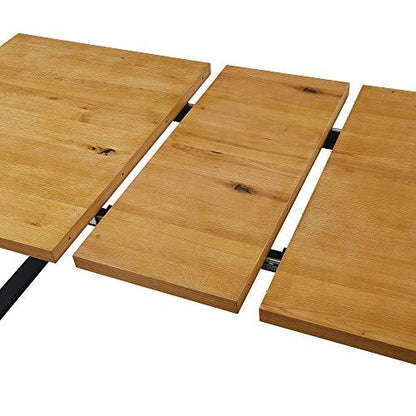 Table à manger extensible BERN 6-8 places en chêne avec pieds en métal