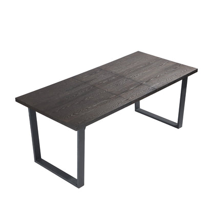 Table à manger extensible BERN 6-8 places en chêne foncé avec pieds en métal