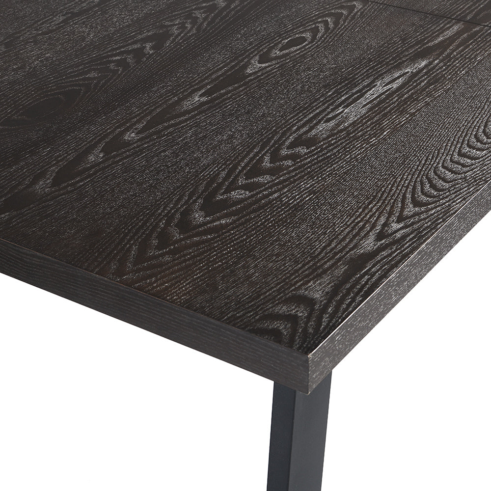 Table à manger extensible BERN 6-8 places en chêne foncé avec pieds en métal