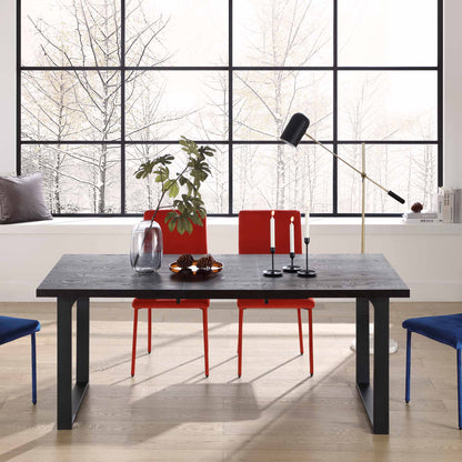 Table à manger extensible BERN 6-8 places en chêne foncé avec pieds en métal