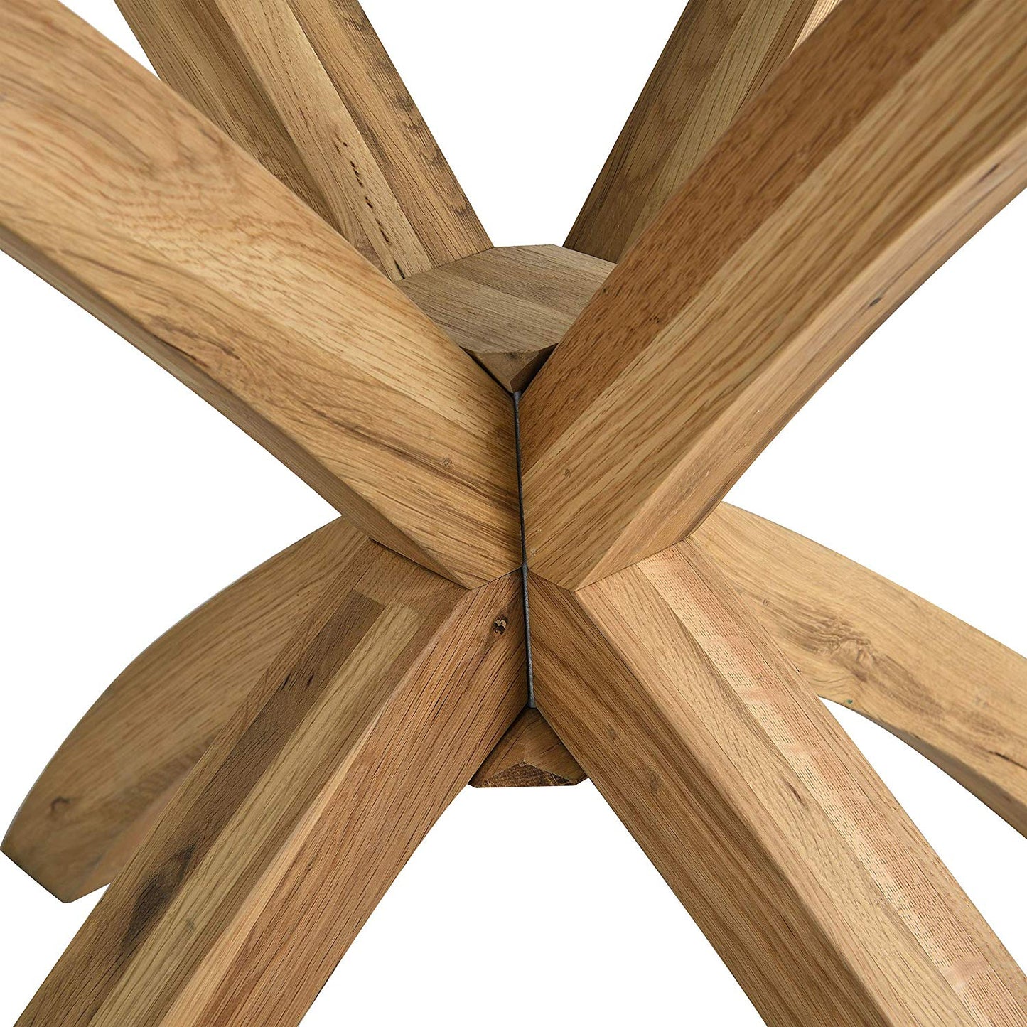 Table à manger ronde Lugano 110 cm avec plateau en verre et pieds en chêne massif