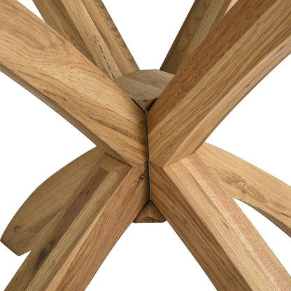 Table à manger ronde Lugano 110 cm avec plateau en verre et pieds en chêne massif