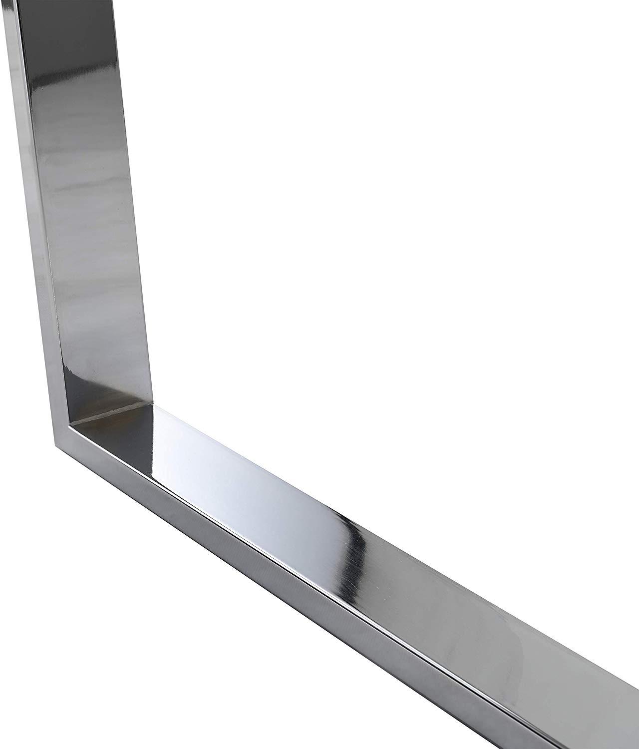 Table à manger BIASCA 6 places effet marbre brillant avec pieds chromés argentés, blanc