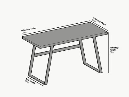 Bureau KLOTEN en chêne avec pieds en métal noir