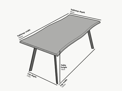 Table à manger Kenora effet bois 150 cm avec bords incurvés 4 places