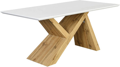 Table à manger effet chêne Orillia 160 cm avec plateau blanc