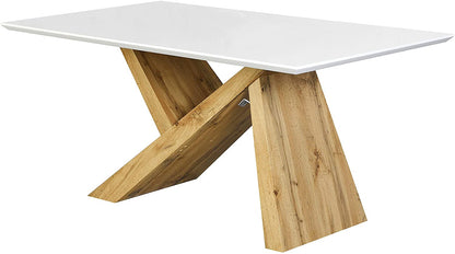 Table à manger effet chêne Orillia 160 cm avec plateau blanc
