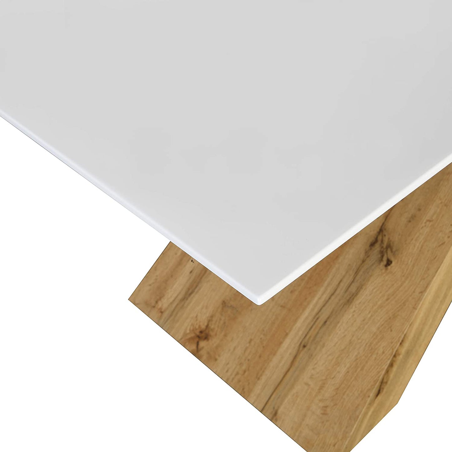 Table à manger effet chêne Orillia 160 cm avec plateau blanc