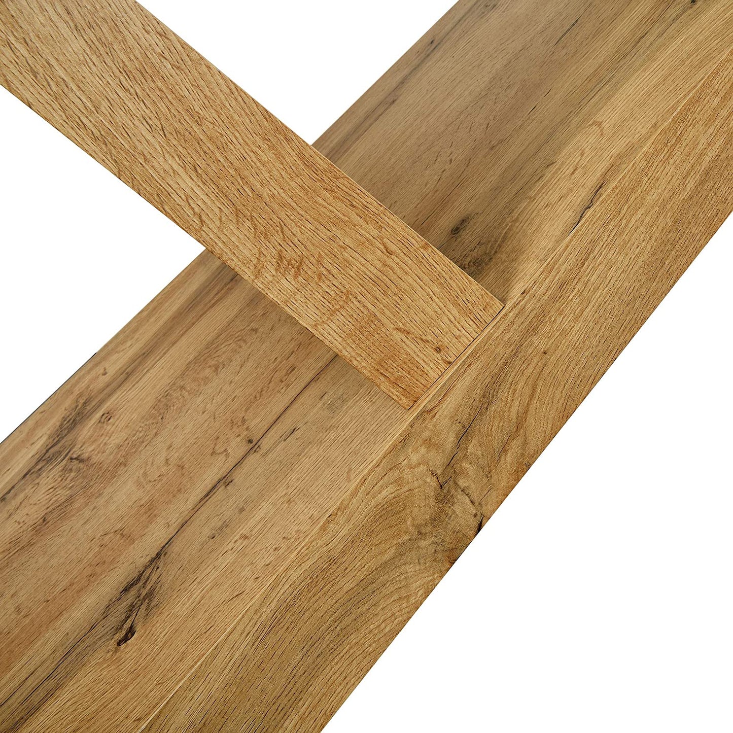 Table à manger effet chêne Orillia 160 cm avec plateau en verre transparent