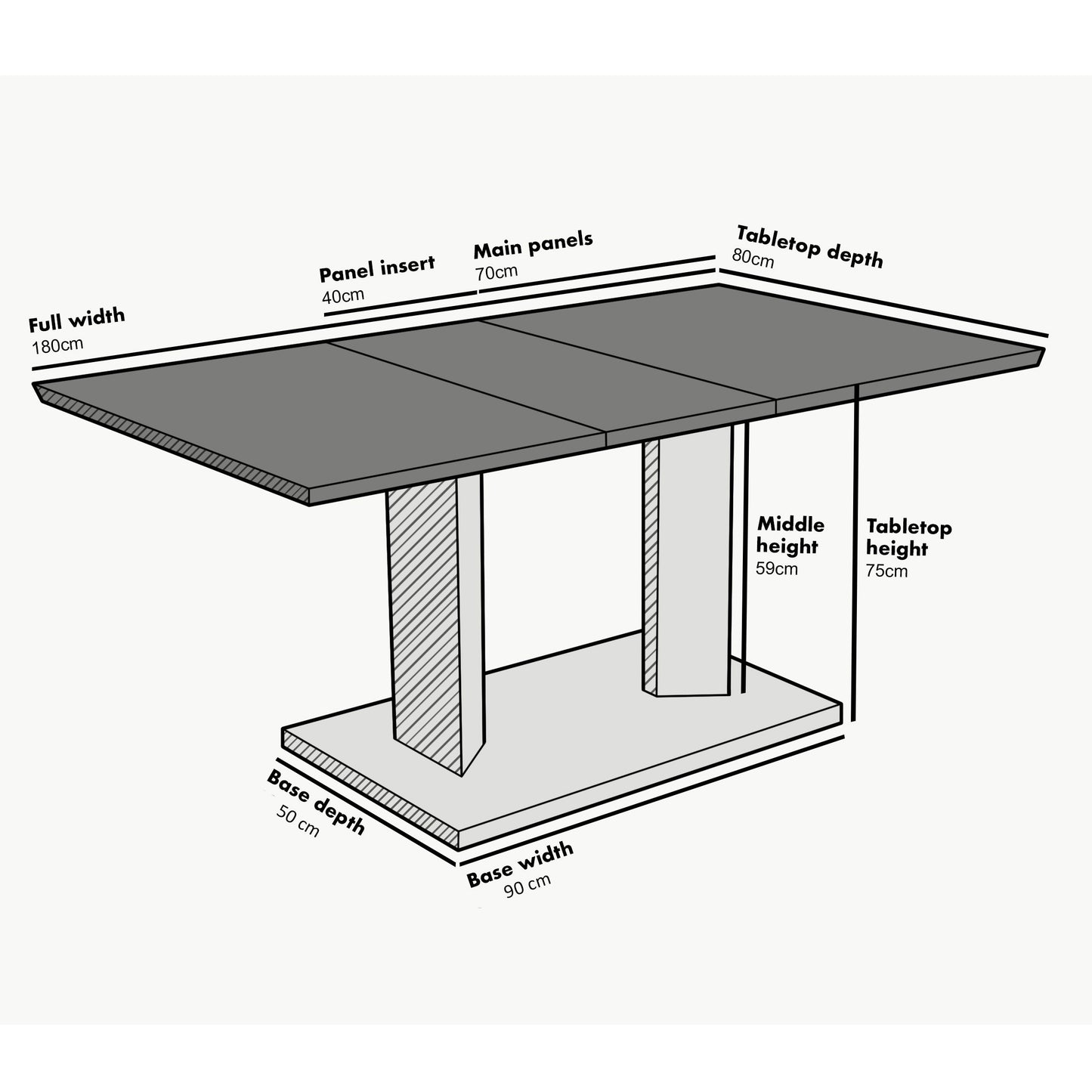 Table à manger extensible effet béton Goswell 6 à 8 places