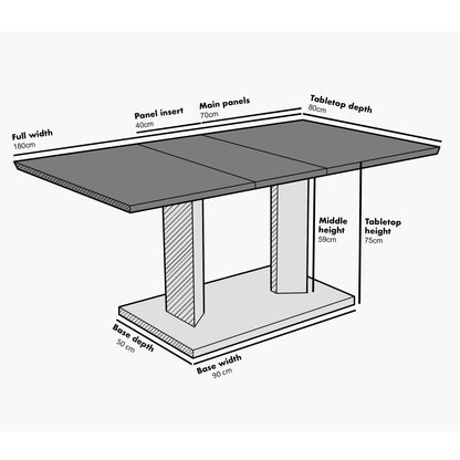 Table à manger extensible effet béton Goswell 6 à 8 places