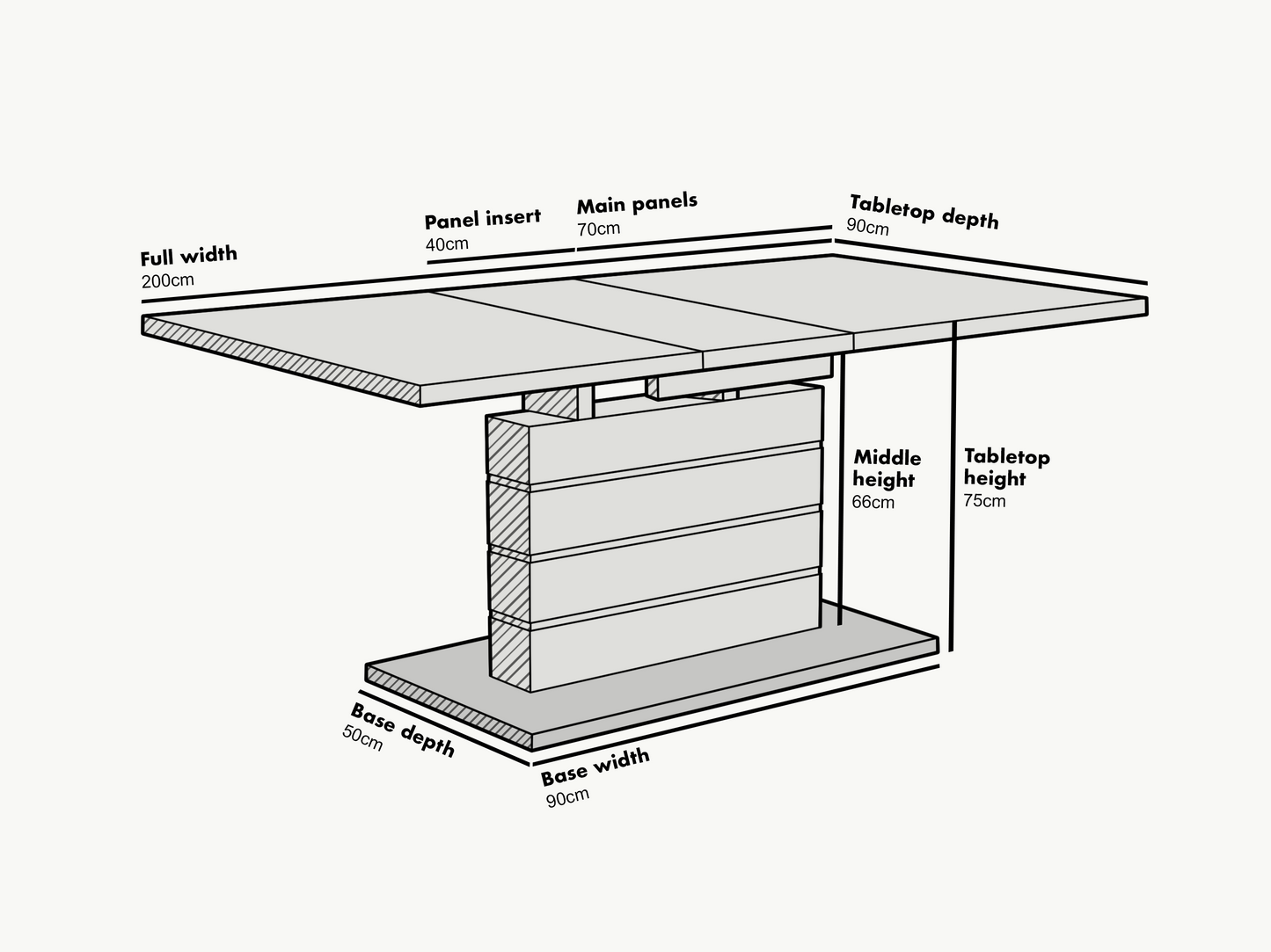 Table à manger extensible Hayne blanc brillant 6 à 8 places