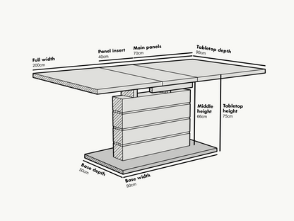Table à manger extensible Hayne blanc brillant 6 à 8 places