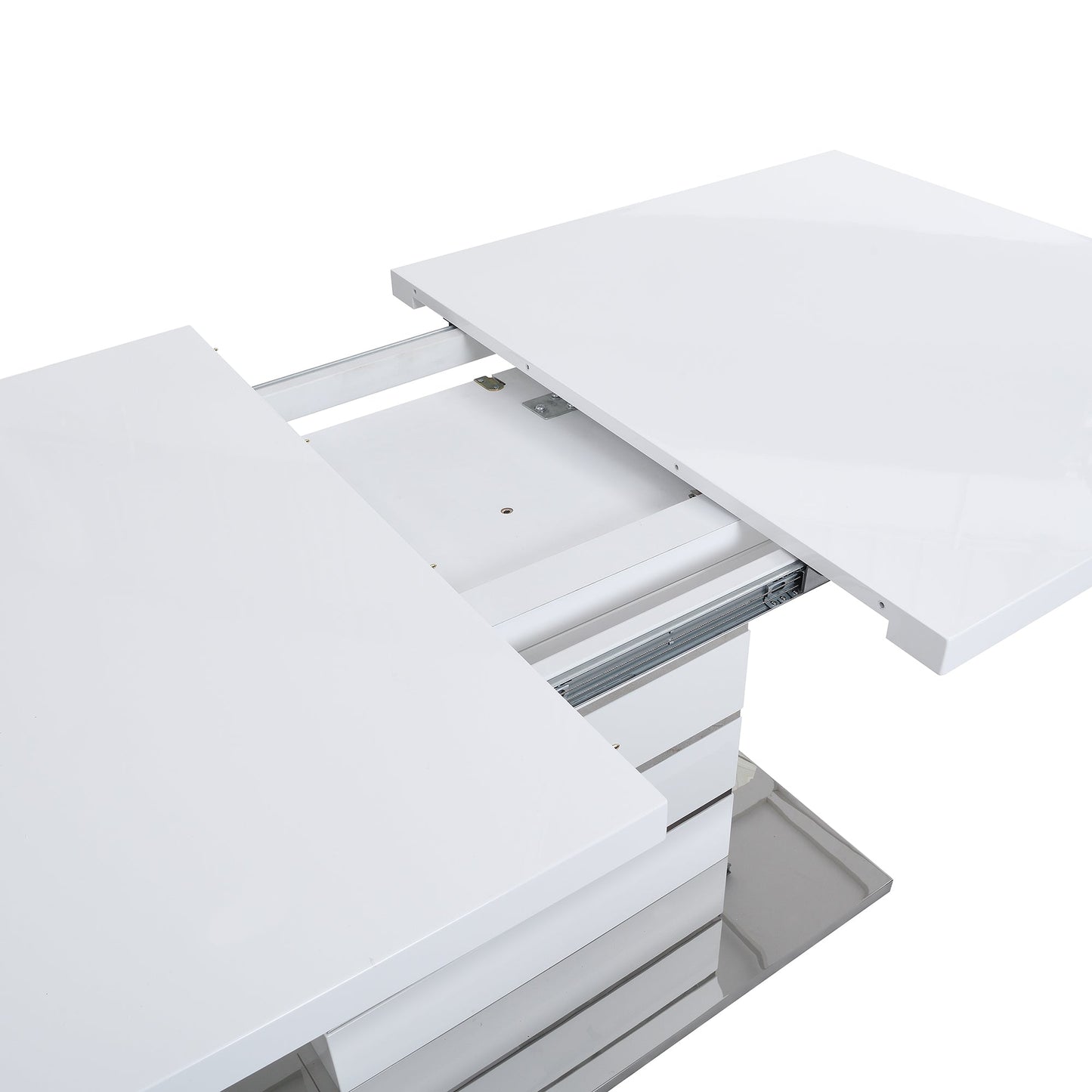 Table à manger extensible Hayne blanc brillant 6 à 8 places