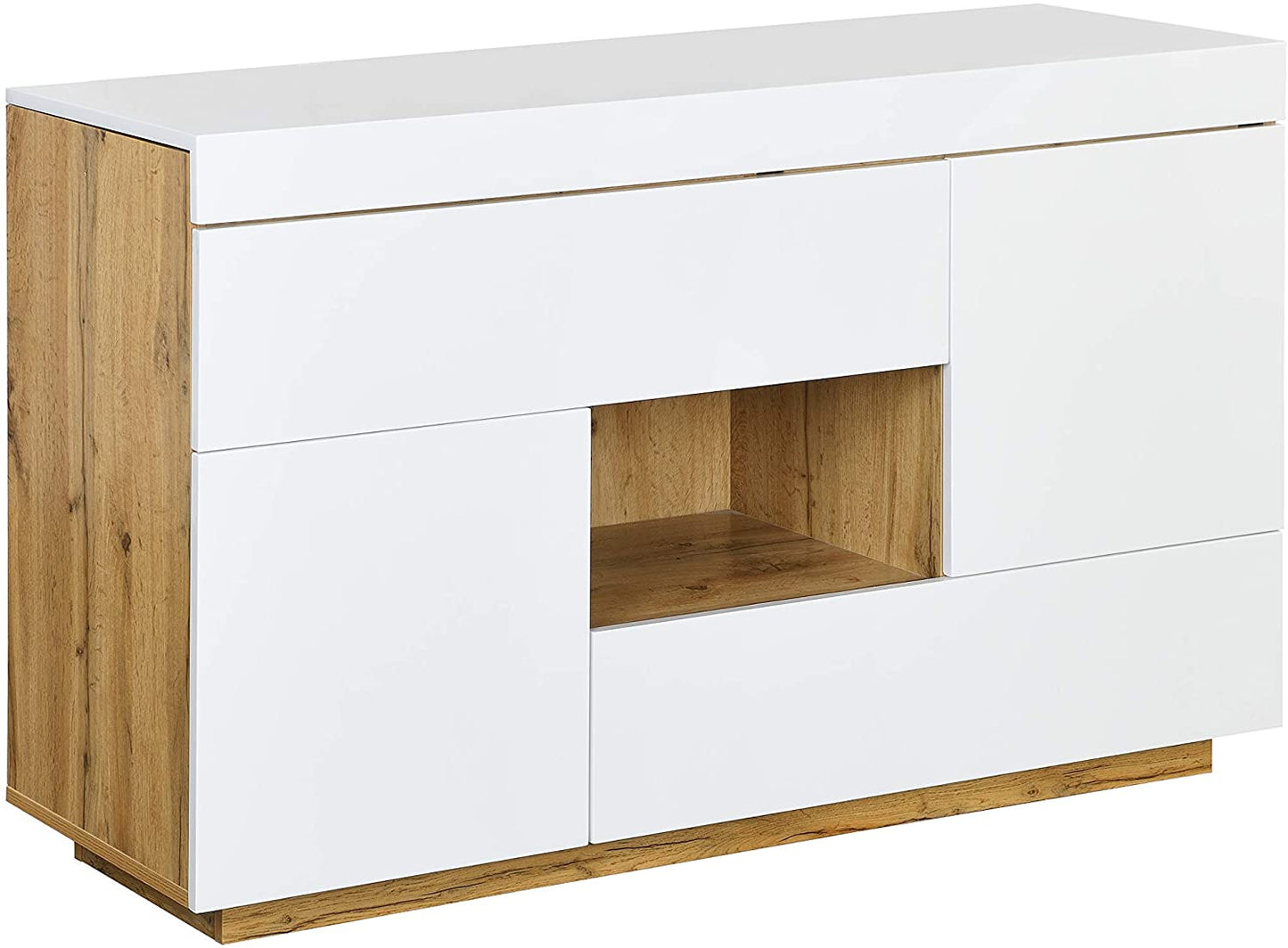 Bureau ou buffet 2 en 1 Yukon blanc brillant avec plateau extensible