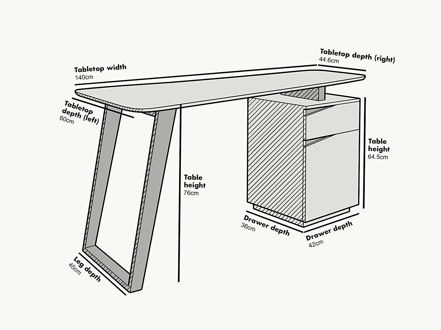 Bureau en chêne Soren et blanc avec placard