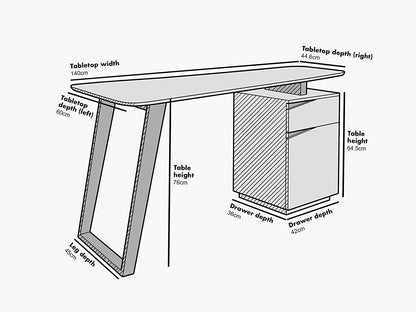 Bureau en chêne Soren et blanc avec placard