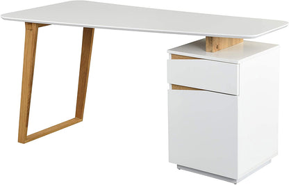 Bureau en chêne Soren et blanc avec placard