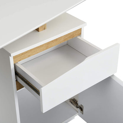 Bureau en chêne Soren et blanc avec placard
