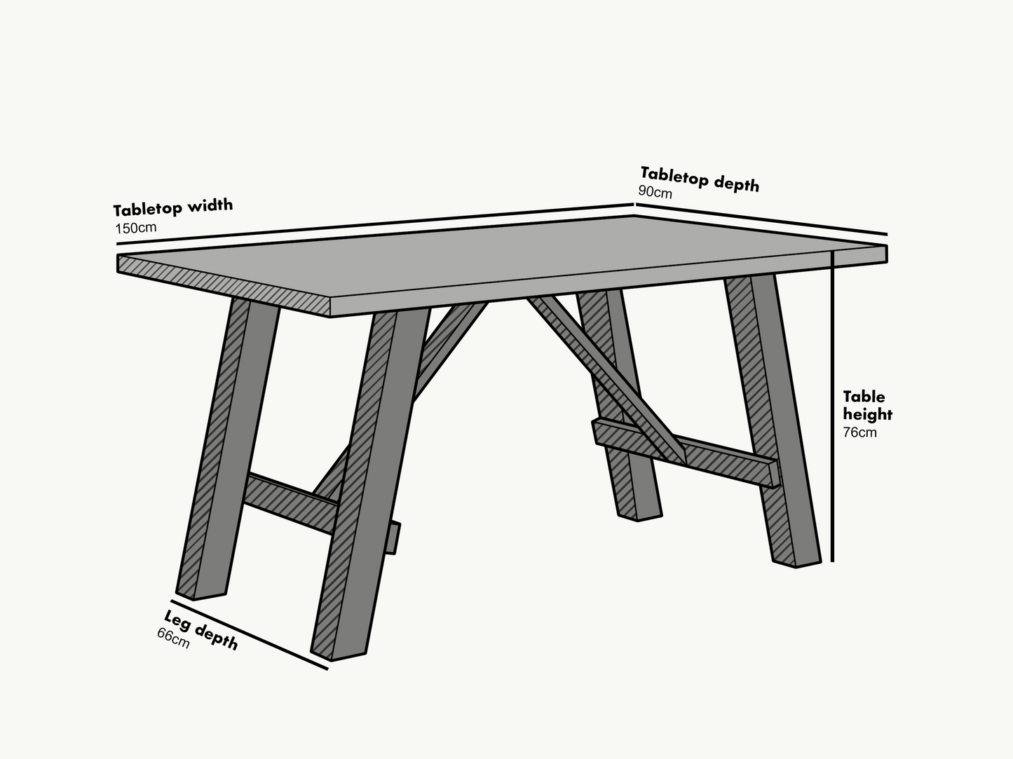 Table à manger Lambeth effet béton 150 cm