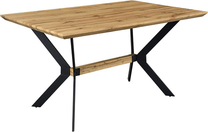 Table à manger Granby Wotan effet chêne 140 cm avec pieds géométriques en métal