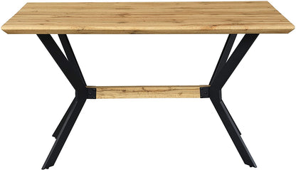 Table à manger Granby Wotan effet chêne 140 cm avec pieds géométriques en métal