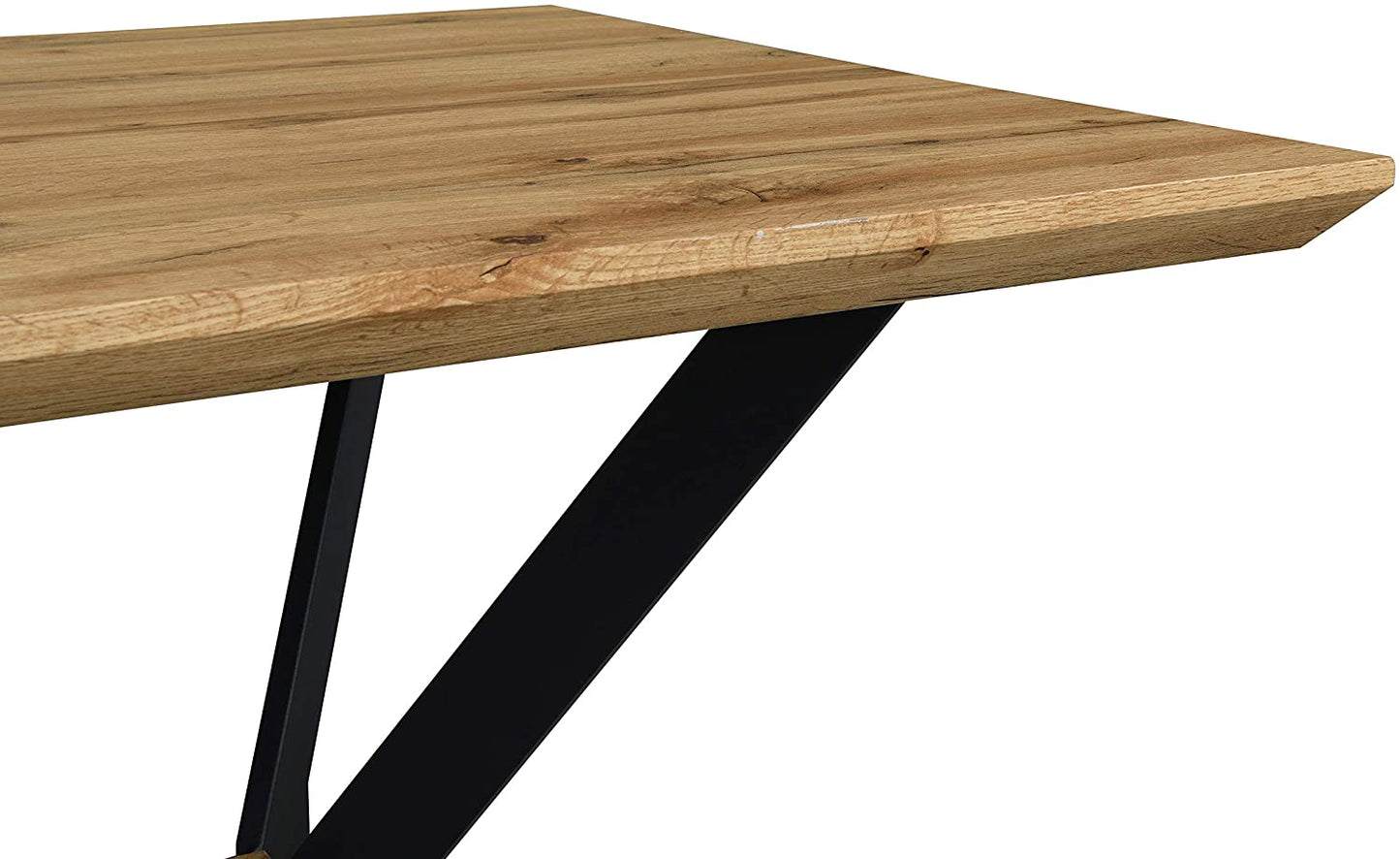 Table à manger Granby Wotan effet chêne 140 cm avec pieds géométriques en métal
