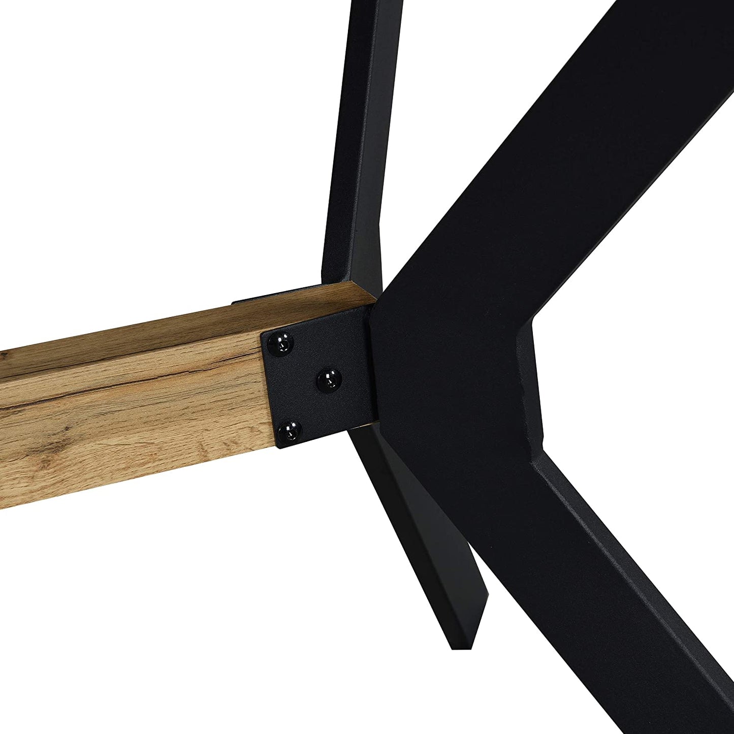 Table à manger Granby Wotan effet chêne 140 cm avec pieds géométriques en métal