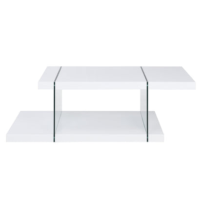 Table basse Albion blanche brillante et verre