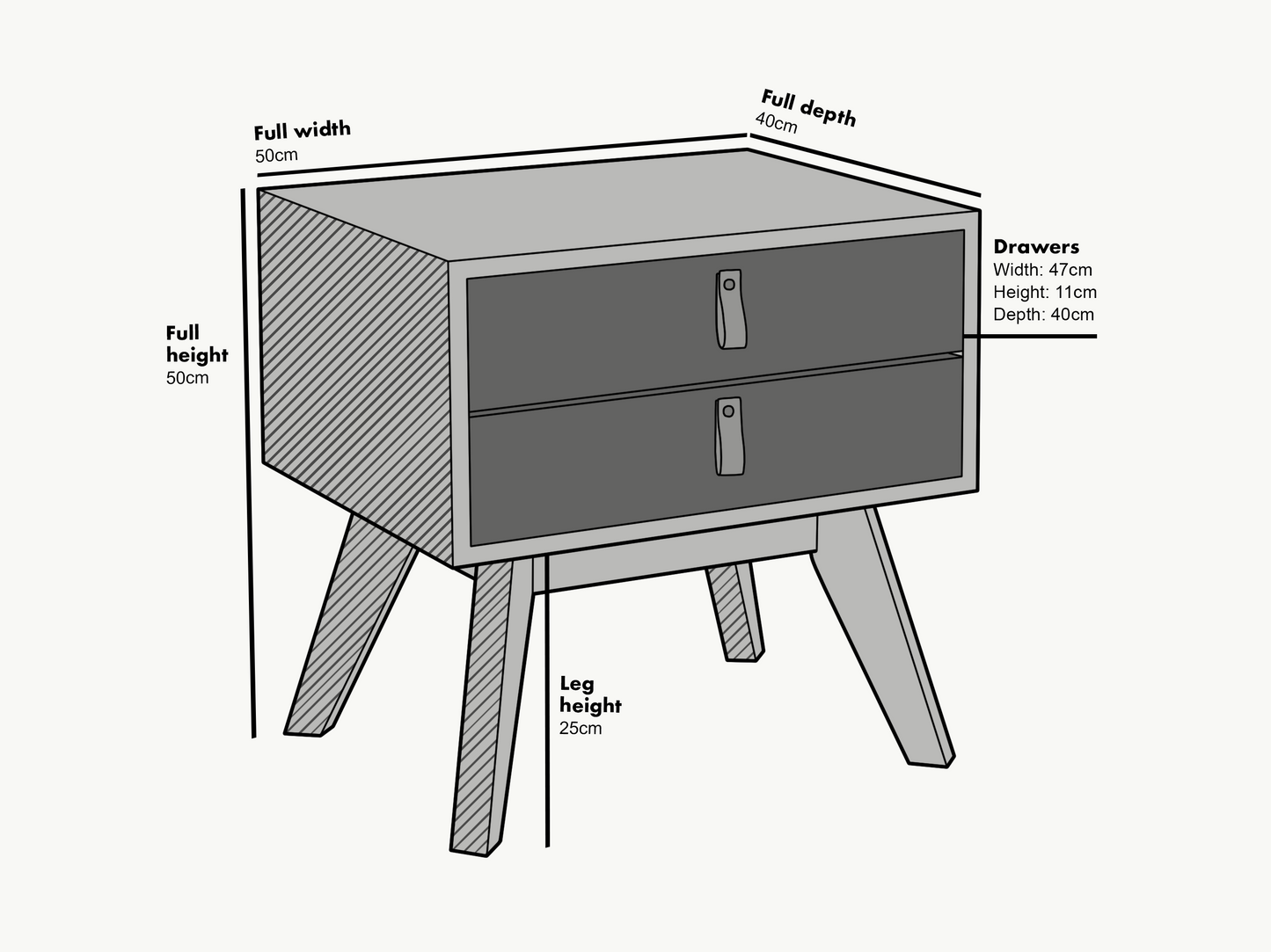 Table de chevet bicolore Tallis avec 2 tiroirs