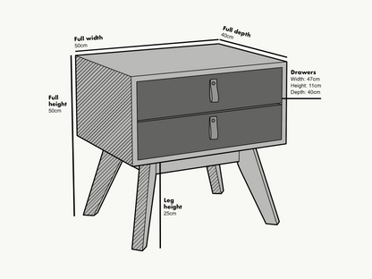 Table de chevet bicolore Tallis avec 2 tiroirs