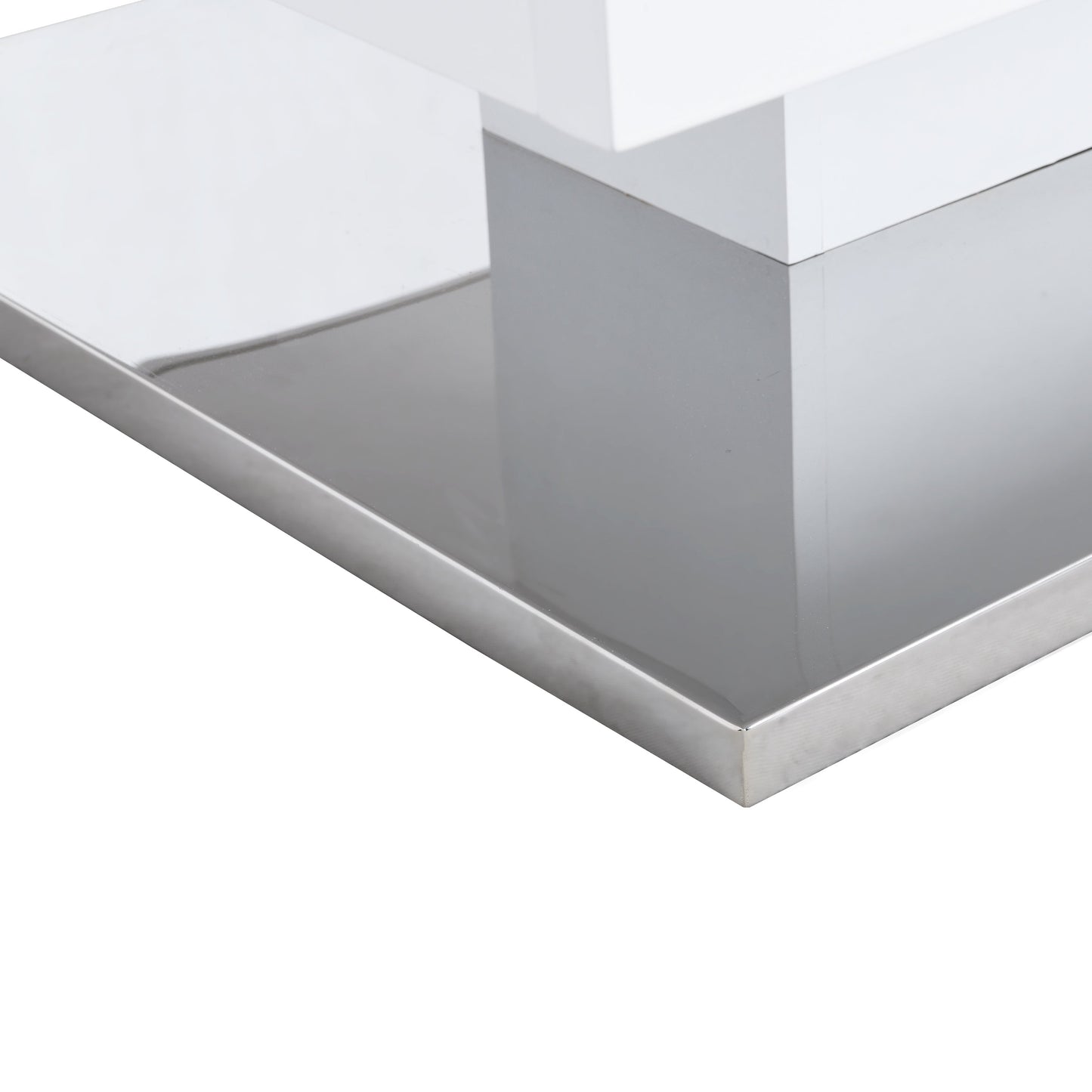 Table basse pivotante Finch blanche avec plateau en verre dépoli et base en acier inoxydable