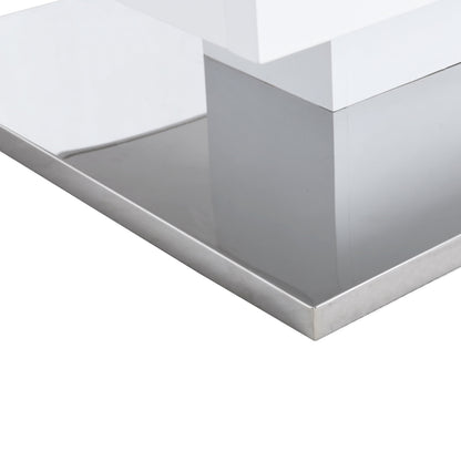 Table basse pivotante Finch blanche avec plateau en verre dépoli et base en acier inoxydable