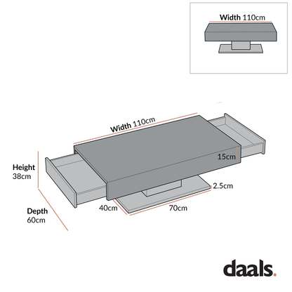 Table basse effet béton Goswell avec deux tiroirs