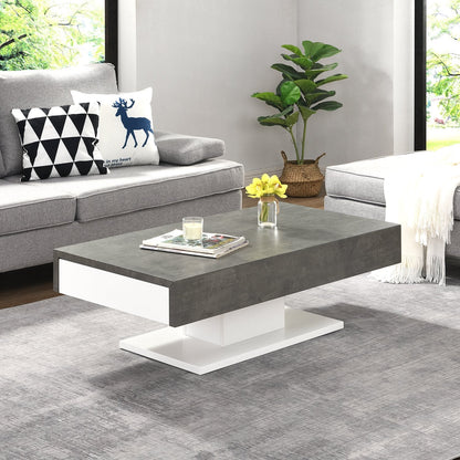 Table basse effet béton Goswell avec deux tiroirs