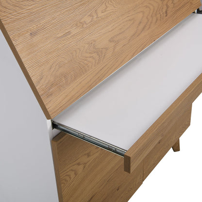 Bureau d'écriture Ernest en blanc et chêne