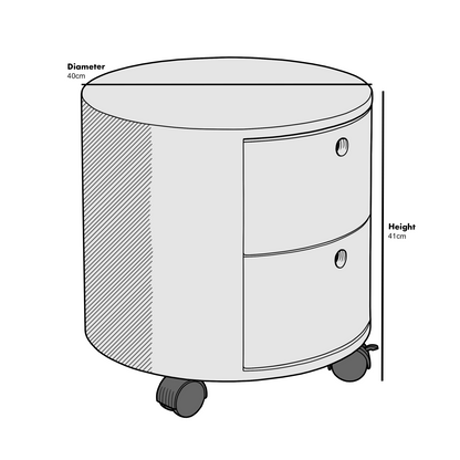 Table de chevet DOLIO Drum Chest, table d'appoint tonneau avec tiroirs en chêne 2 tiroirs