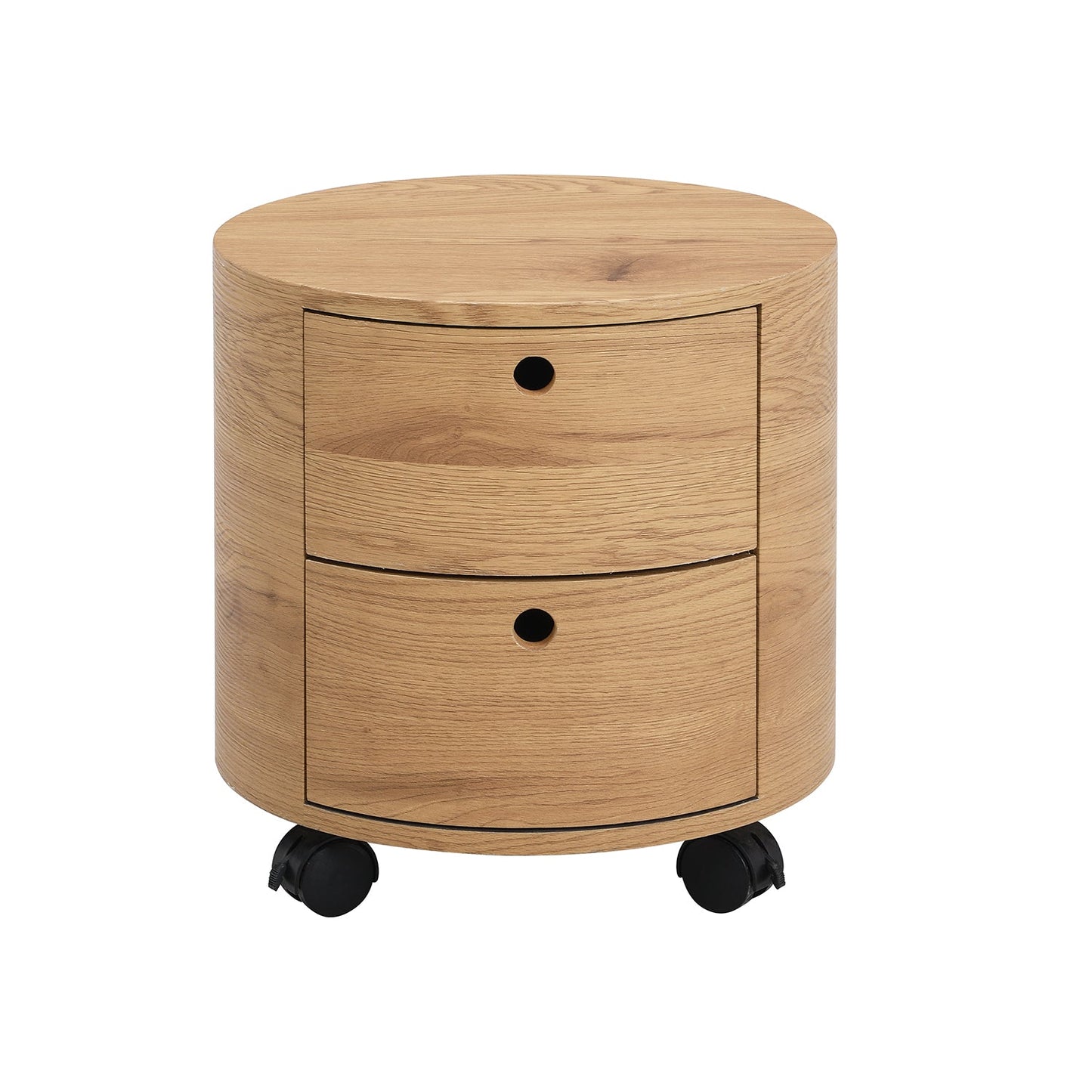 Table de chevet DOLIO Drum Chest, table d'appoint tonneau avec tiroirs en chêne 2 tiroirs