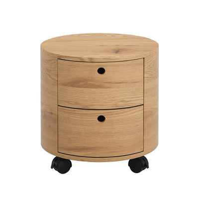Table de chevet DOLIO Drum Chest, table d'appoint tonneau avec tiroirs en chêne 2 tiroirs