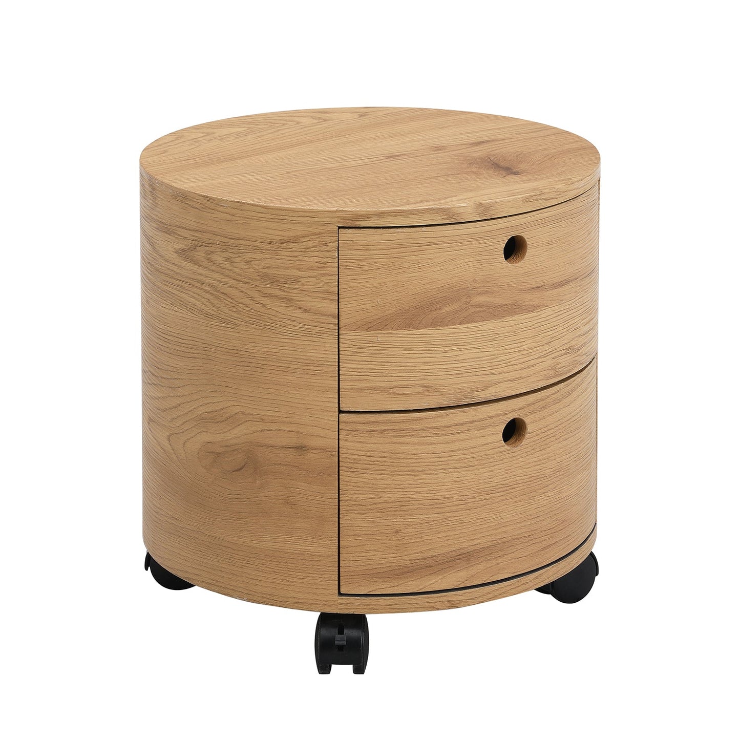 Table de chevet DOLIO Drum Chest, table d'appoint tonneau avec tiroirs en chêne 2 tiroirs