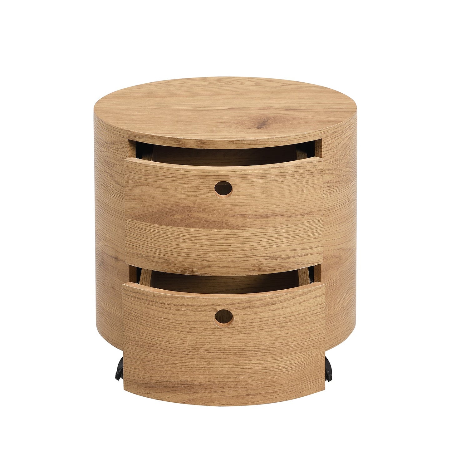 Table de chevet DOLIO Drum Chest, table d'appoint tonneau avec tiroirs en chêne 2 tiroirs