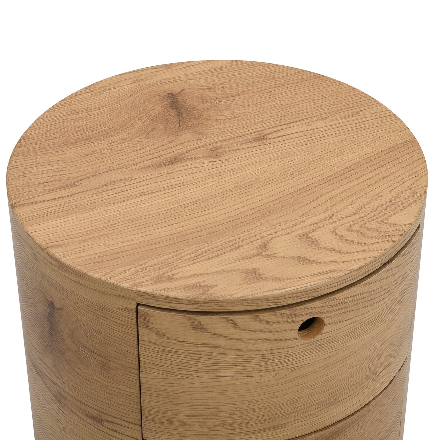 Table de chevet DOLIO Drum Chest, table d'appoint tonneau avec tiroirs en chêne 3 tiroirs