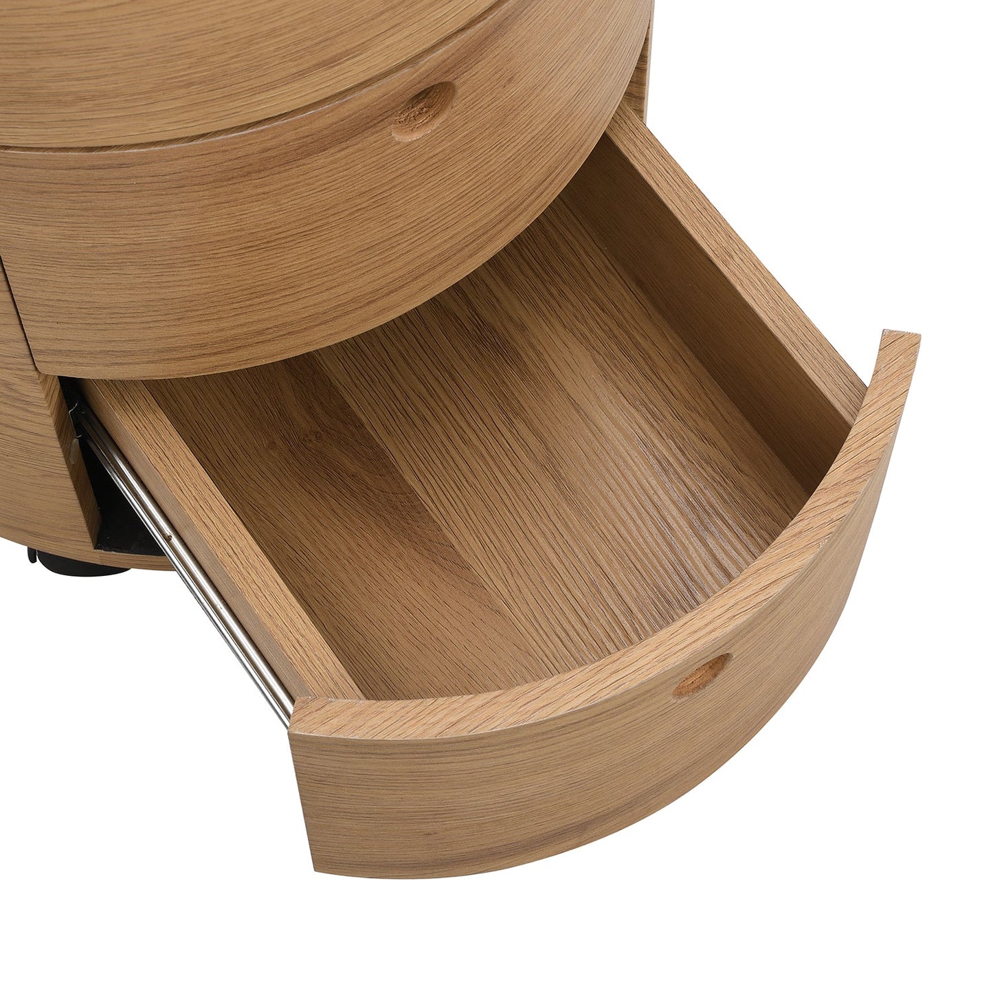 Table de chevet DOLIO Drum Chest, table d'appoint tonneau avec tiroirs en chêne 3 tiroirs